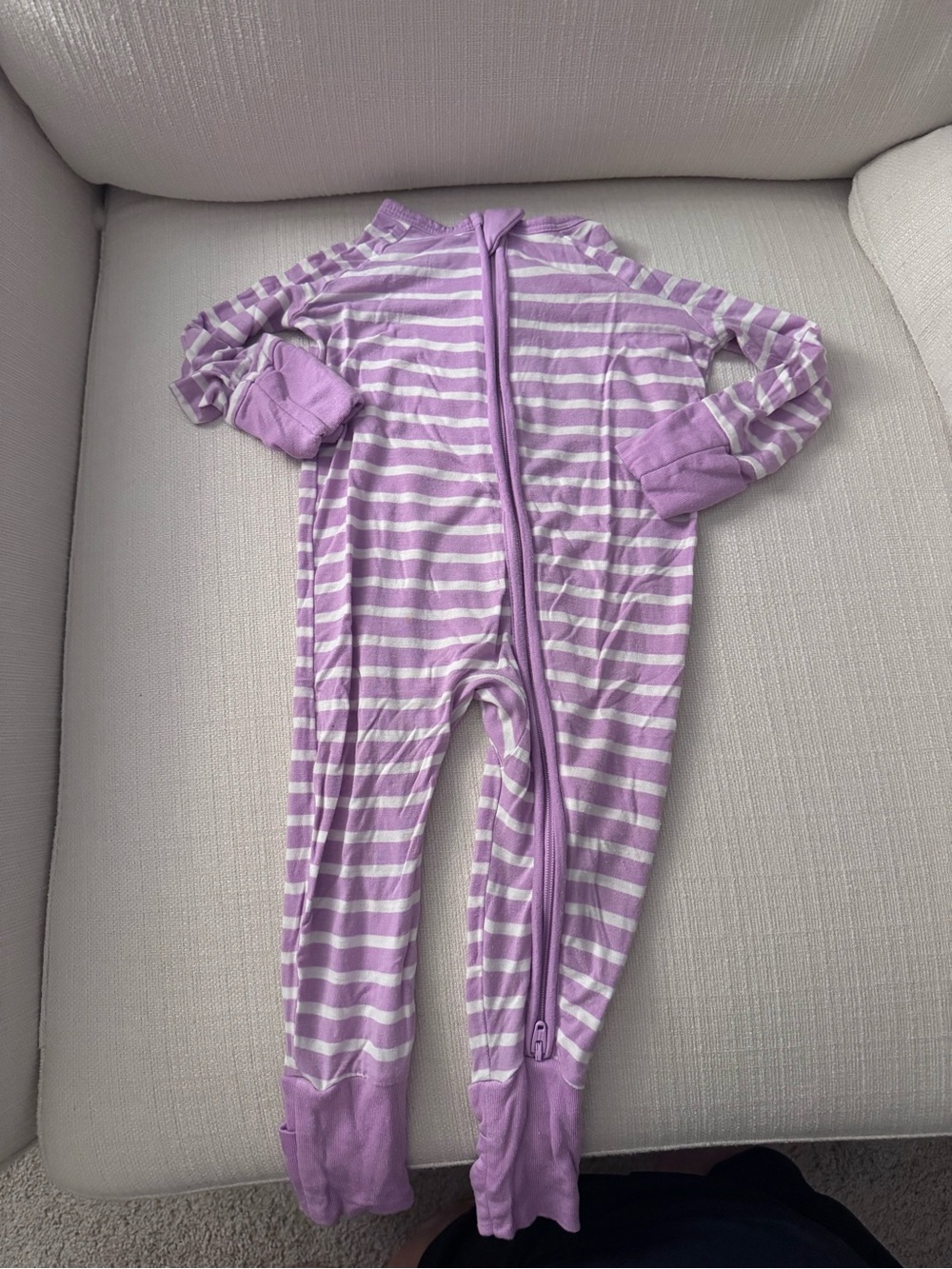 Little Sleepies Lavender Striped Footie & matching bow